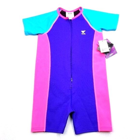 TYR Girls Solid Colorblock Thermal Swimsuit - Size 9/10 - NWT - Picture 1 of 6